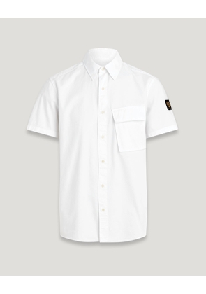 Belstaff Scale Short Sleeve Shirt Men's Garment Dye Cotton White Size 3XL