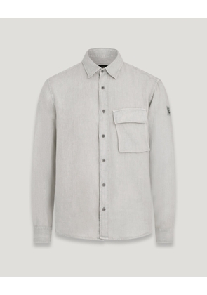 Belstaff Scale Shirt Men's Garment Dyed Linen Cloud Grey Size S