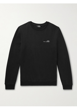 A.P.C. - Item Logo-Print Organic Cotton-Jersey Sweatshirt - Men - Black - XS
