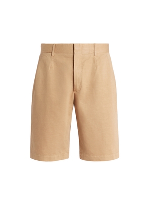 Light Beige Cotton and Linen Summer Chino Shorts