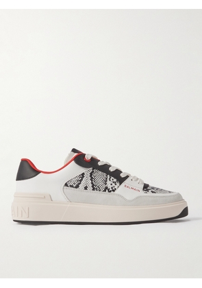 Balmain - B-Court Snake-Effect Leather and Suede Sneakers - Men - White - EU 41