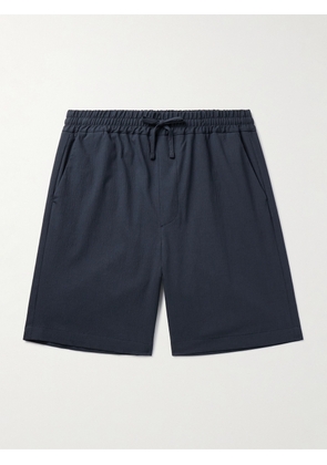 Lardini - Straight-Leg Cotton-Blend Seersucker Drawstring Shorts - Men - Blue - IT 46
