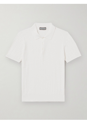 Canali - Textured-Knit Cotton Polo Shirt - Men - White - IT 46