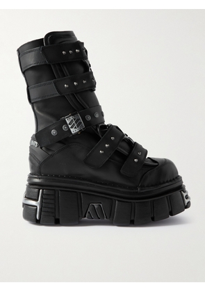 VETEMENTS - New Rock Gamer Embellished Leather Platform Boots - Men - Black - EU 40
