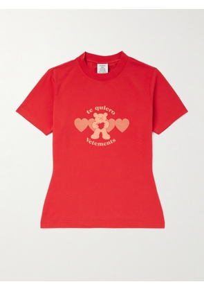 VETEMENTS - Te Quiero Slim-Fit Logo-Print Stretch-Cotton Jersey T-Shirt - Men - Red - XS