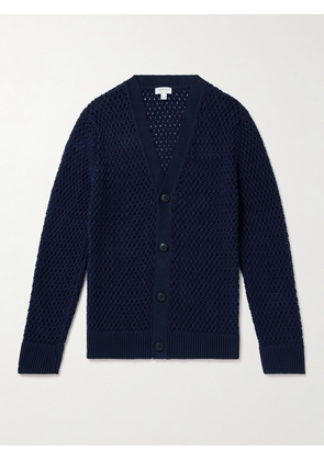 Sunspel - Crochet-Knit Cotton Cardigan - Men - Blue - S