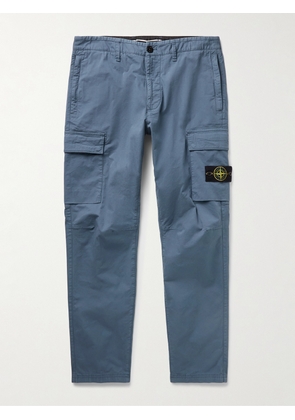 Stone Island - Straight-Leg Logo-Appliquéd Supima Cotton-Blend Cargo Trousers - Men - Blue - UK/US 28