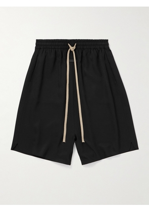 Fear of God - Straight-Leg Logo-Appliquéd Silk and Virgin Wool-Blend Drawstring Shorts - Men - Black - XS