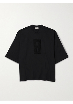 Fear of God - Oversized Bouclé-Trimmed Jersey T-Shirt - Men - Black - XS