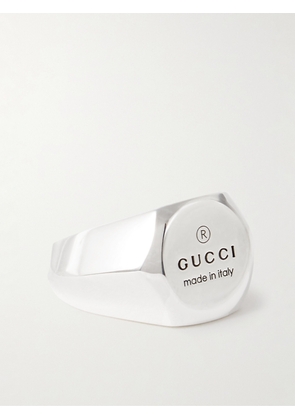 Gucci - Logo-Engraved Sterling Silver Signet Ring - Men - Silver - 17