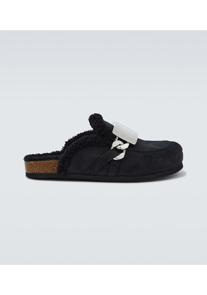 JW Anderson Plaque chain suede mules