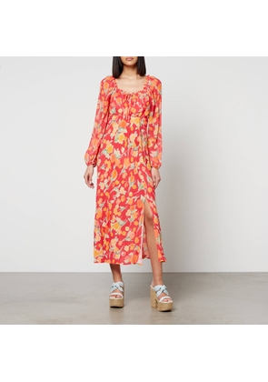 Rixo Olimani Floral-Print Chiffon Midi Dress - UK 10
