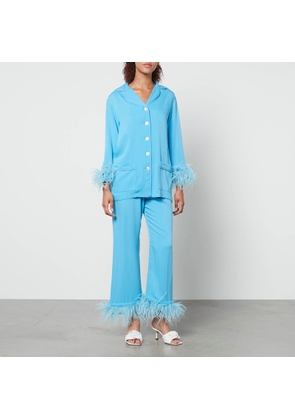 Sleeper Party Feather-Trimmed Crepe de Chine Pyjama Set - S