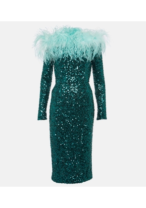 Dolce&Gabbana Feather-trimmed sequined midi dress