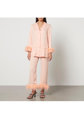 Sleeper Party Feather-Trimmed Crepe de Chine Pyjama Set - S