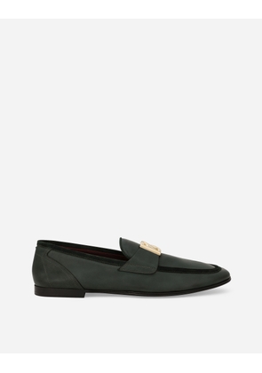 Dolce & Gabbana Calfskin Loafers With Dg Logo - Man Loafers And Moccasins Green Leather 39