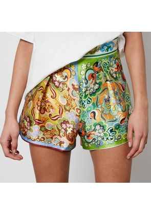 Alemais Dreamer Floral-Print Recycled Satin-Twill Shorts - UK 6