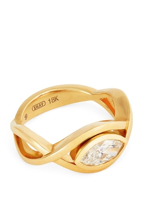 Shay Yellow Gold And Diamond Marquise Pinky Ring