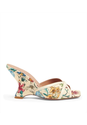 Malone Souliers Floral Canvas Perla Wedge Mules 85