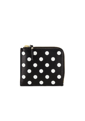 COMME des GARCONS Dots Printed Leather Zip Wallet in Black - Black. Size all.