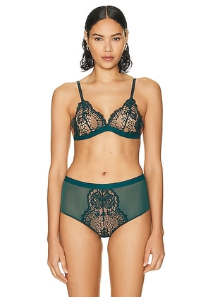 Wolford Belle Fleur Triangle Bralette in Emerald - Green. Size XS (also in M, S).