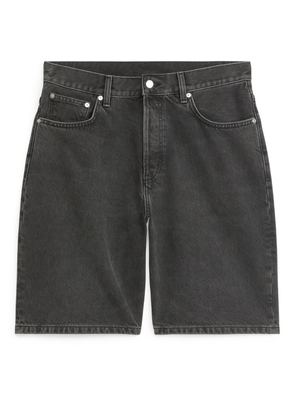 Relaxed Denim Shorts - Black