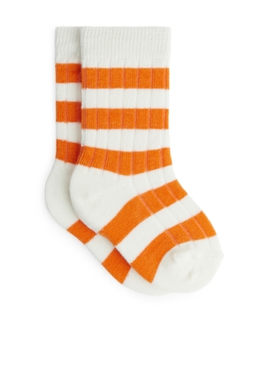 Ribbed Baby Socks - Orange