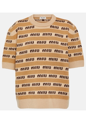 Miu Miu Logo intarsia wool sweater