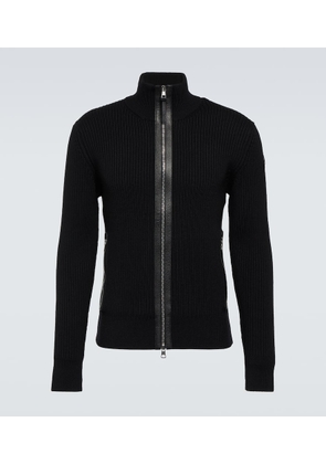 Moncler Wool and leather-trimmed cardigan