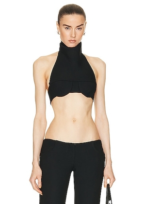 LaQuan Smith Underwire Turtleneck Crop Top in Black - Black. Size L (also in ).
