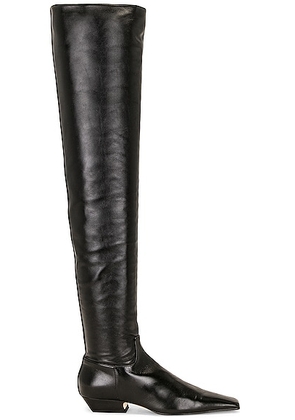 KHAITE Marfa Classic Flat Over The Knee Boot in Black - Black. Size 37.5 (also in 36.5, 37, 38).