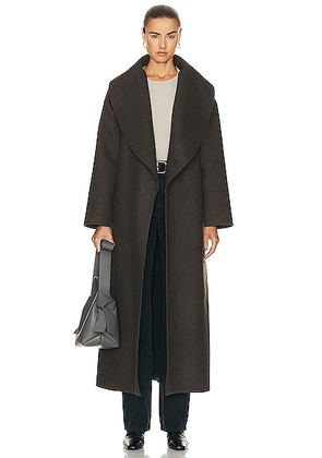 NOUR HAMMOUR Lucee Drapey Belted Blanket Coat in Thunder - Grey. Size 40 (also in 34, 38).