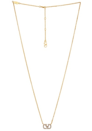 Valentino Garavani V Logo Signature Necklace in Oro 18 & Crystal Silver Shade - Metallic Gold. Size all.
