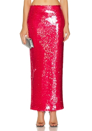 Lapointe Stretch Sequin Long Pencil Skirt in Rouge - Red. Size 0 (also in 2, 4).