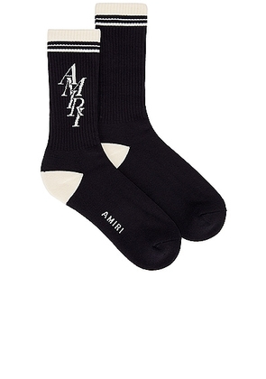 Amiri MA Stripe Sock in Black - Black. Size 43/44 (also in ).