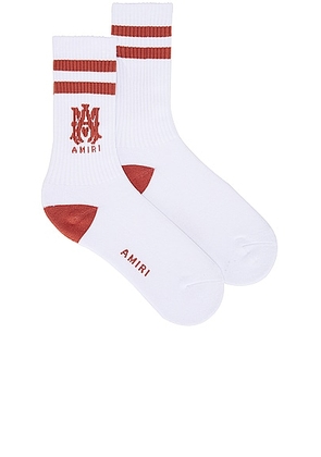 Amiri MA Stripe Sock in White & Cork - White. Size 41/42 (also in 43/44).