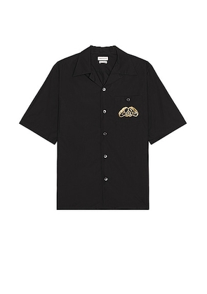 Alexander McQueen Embroidered Hawaiian Pocket Shirt in Black - Black. Size 15.5 (also in 16, 16.5, 17).