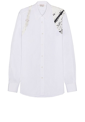 Alexander McQueen Half Charm Harness Shirt in Optical White - White. Size 15.5 (also in 16.5, 17).