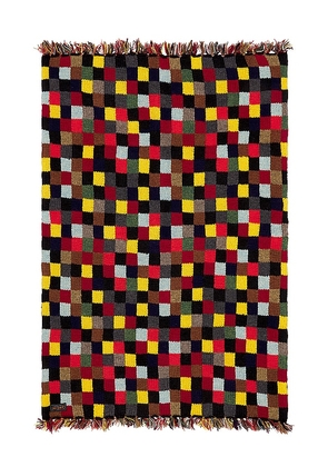 Beams Plus Hand Knit 2 Layer Patchwork Scarf in Black.