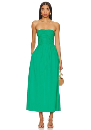 FAITHFULL THE BRAND Dominquez Midi Dress in Green. Size L.
