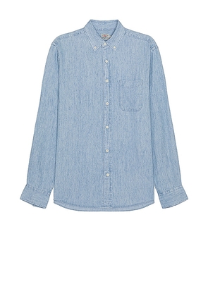 Faherty The Tried And True Chambray Shirt in Blue. Size L, XL/1X.