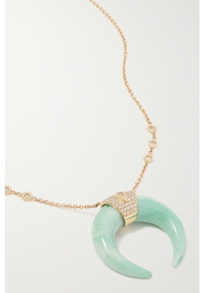 Jacquie Aiche - Double Horn 14-karat Gold, Variscite And Diamond Necklace - One size