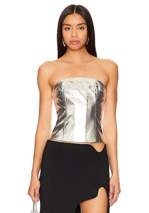 Lovers and Friends Mercury Faux Leather Top in Metallic Silver. Size M, S, XL.