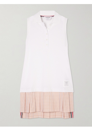 Thom Browne - Pleated Checked Cotton-poplin And Cotton-pique Mini Dress - White - IT36,IT38,IT40,IT42,IT44,IT48