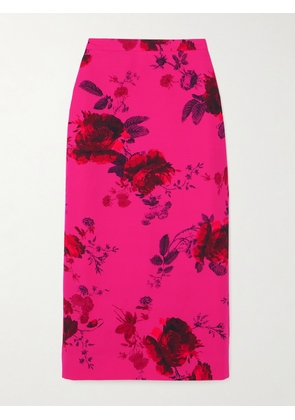 Erdem - Floral-print Cotton-faille Midi Skirt - Pink - UK 4,UK 6,UK 8,UK 10,UK 12,UK 14,UK 16,UK 18