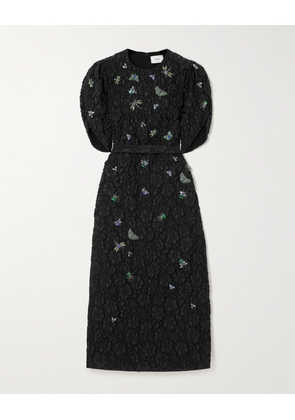 Erdem - Appliquéd Crystal-embellished Cloqué Midi Dress - Black - UK 4,UK 6,UK 8,UK 10,UK 12,UK 14,UK 16,UK 18