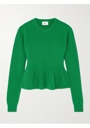 Erdem - Ribbed Wool Peplum Sweater - Green - x small,small,medium,large,x large