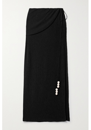 Magda Butrym - Draped Embellished Stretch Lyocell-blend Crepon Wrap Maxi Skirt - Black - FR34,FR36,FR38,FR40,FR42