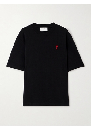 AMI PARIS - + Net Sustain Embroidered Organic Cotton-jersey T-shirt - Black - x small,small,medium,large,x large,xx large