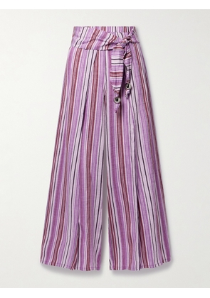 Lisa Marie Fernandez - + Net Sustain Farrah Striped Linen-blend Gauze Wide-leg Pants - Purple - 0,1,2,3,4